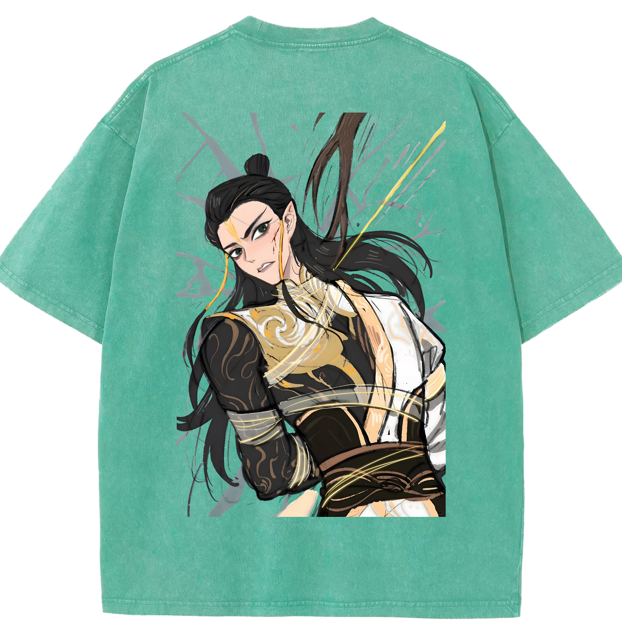 （画像用） Ne Zha 2 ナタ 魔童の大暴れ 綿100% ヴィンテージ風 半袖Tシャツ（背面プリント）